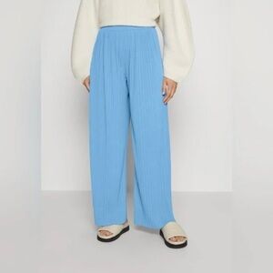 NWT Max Mara Women's CACIO Jersey Trouser Light Blue Pleated Pants Sz L 170/72A